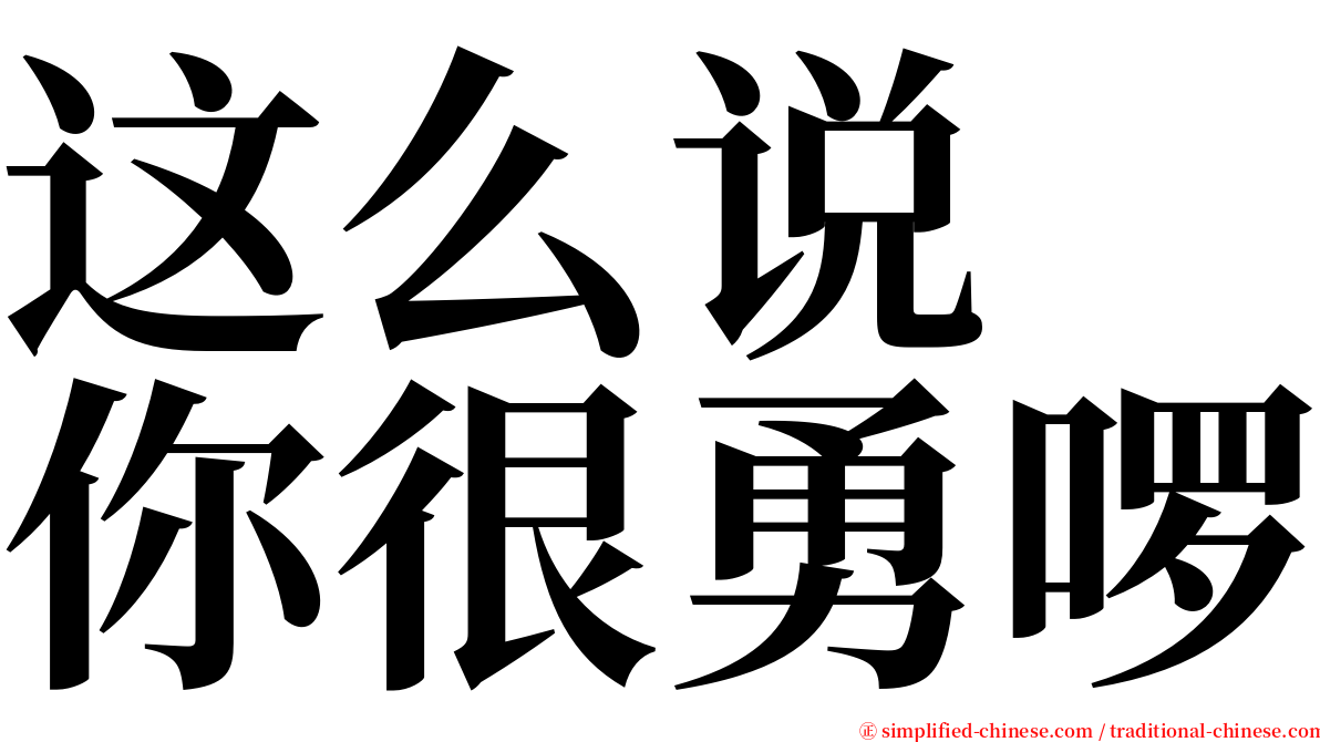 这么说　你很勇啰 serif font